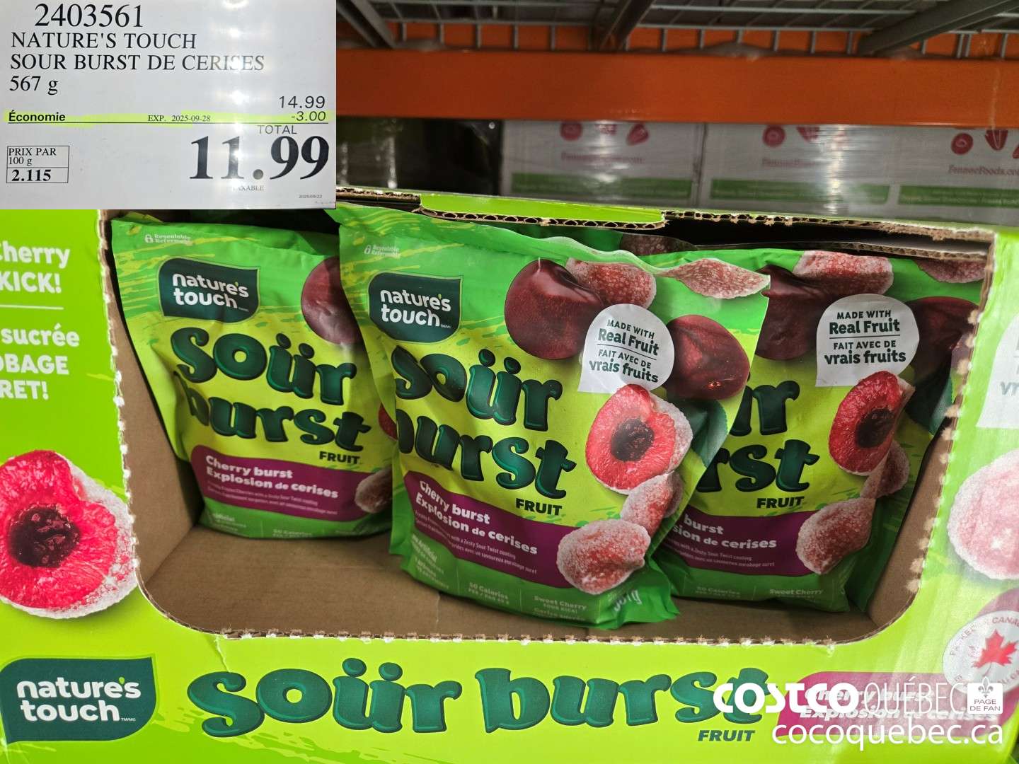 2403561 NATURE'S TOUCH SOUR BURST DE CERI: &S 567 g  ($3.00 INSTANT SAVINGS EXPIRES ON 2025-09-28) $11.99