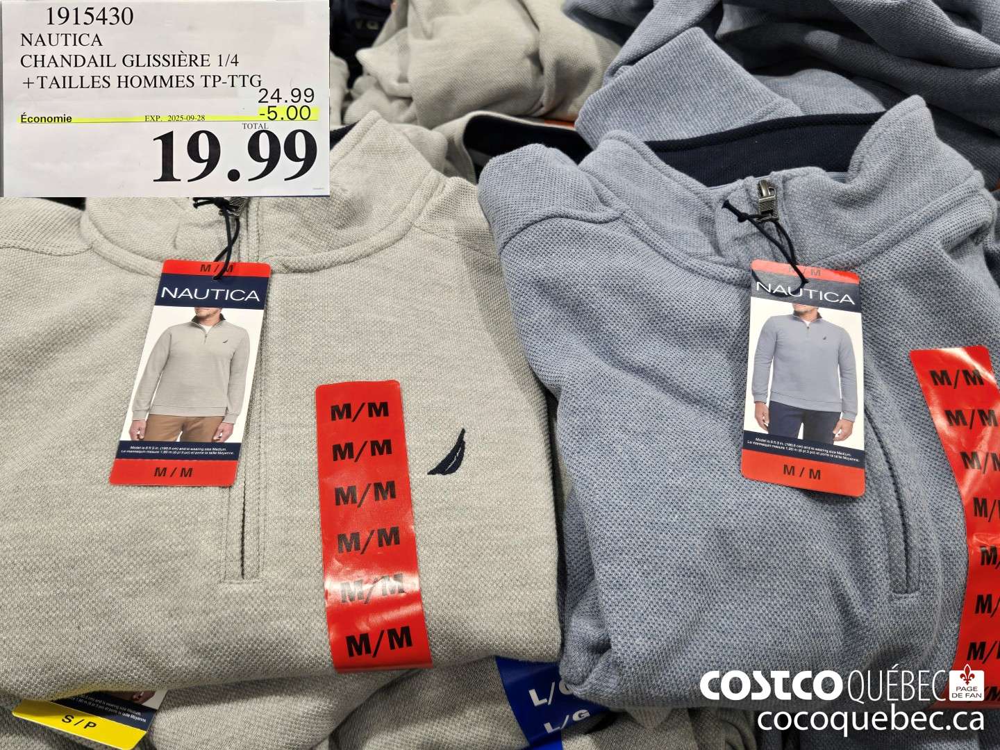 1915430 NAUTICA CHANDAIL GLISSIERE 1/4 +TAILLES HOMMES TP-TTG  ($5.00 INSTANT SAVINGS EXPIRES ON 2025-09-28) $19.99