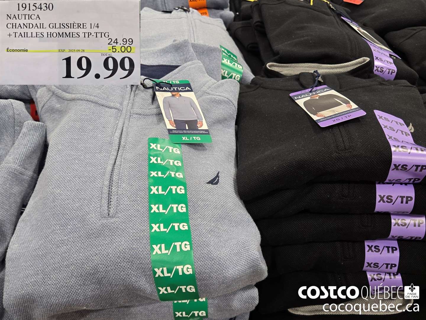 1915430 NAUTICA CHANDAIL GLISSIERE 1/4 +TAILLES HOMMES TP-TTG  ($5.00 INSTANT SAVINGS EXPIRES ON 2025-09-28) $19.99