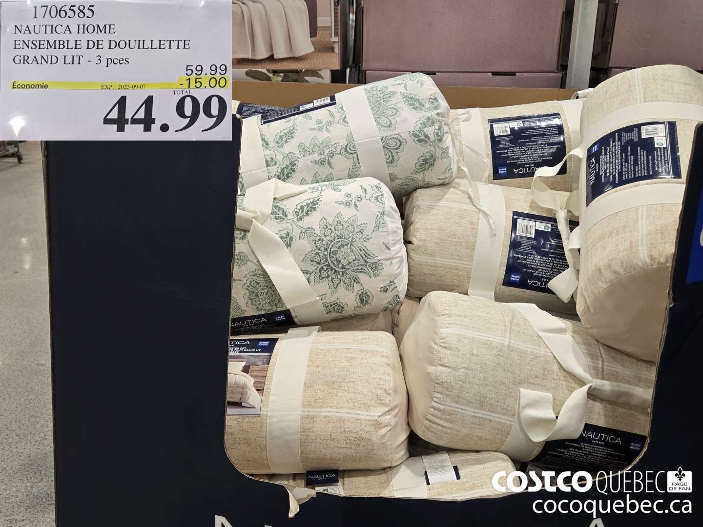 1706585 NAUTICA ENSEMBLE DE DOUILLETTE GRAND LIT - 3 PCES  ($15.00 INSTANT SAVINGS EXPIRES ON 2025-09-07) $44.99