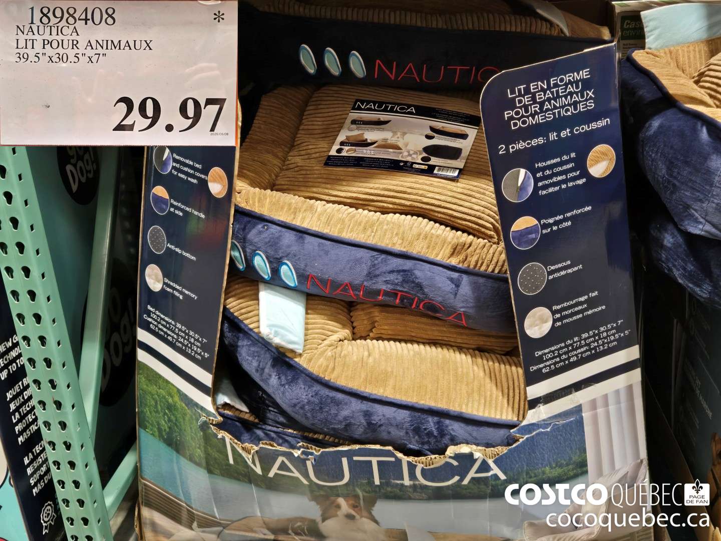 1898408 NAUTICA LIT POUR ANIMAUX  $29.97