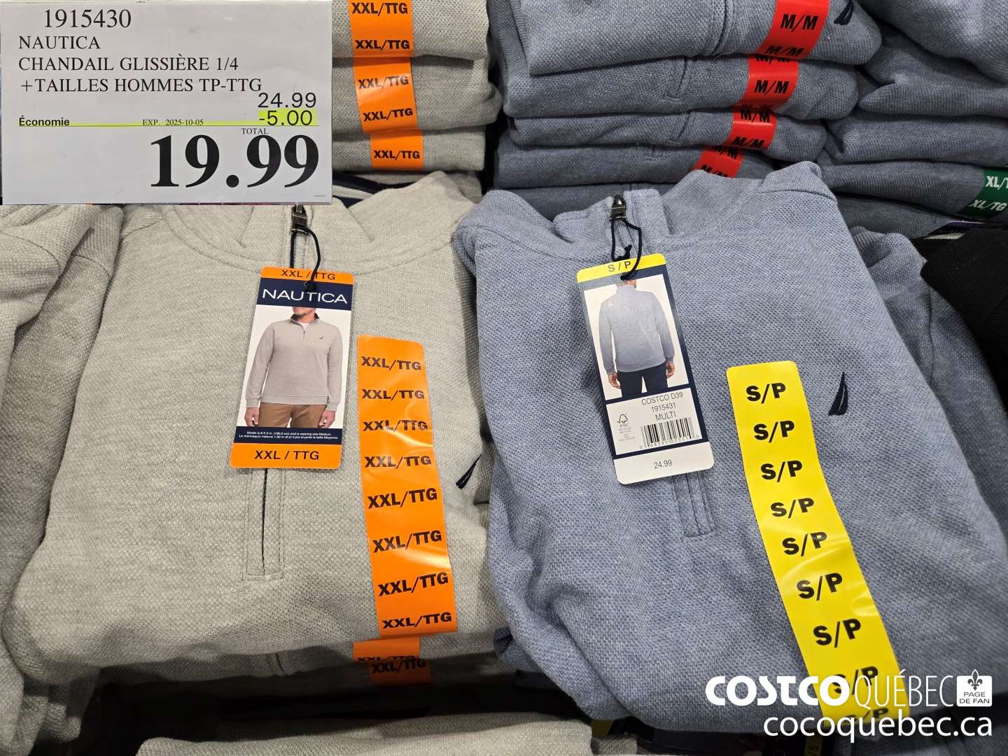 1915430 NAUTICA CHANDAIL GLISSIERE 1/4 +TAILLES HOMMES TP-TTG  ($5.00 INSTANT SAVINGS EXPIRES ON 2025-10-05) $19.99