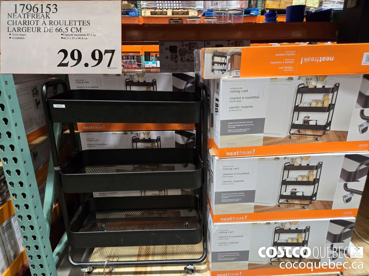 1796153 NEATFREAK CHARIOT A ROULETTES LARGEUR DE 66,5 CM  $29.97