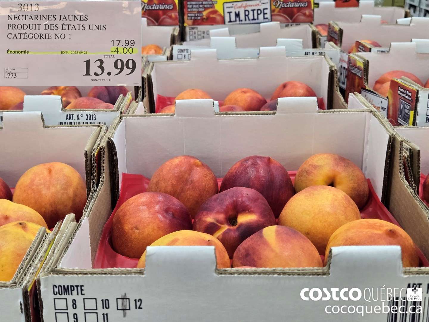 3013 NECTARINES JAUNES PRODUIT DES ETATS-UNIS CATEGORIE NO 1  ($4.00 INSTANT SAVINGS EXPIRES ON 2025-09-21) $13.99