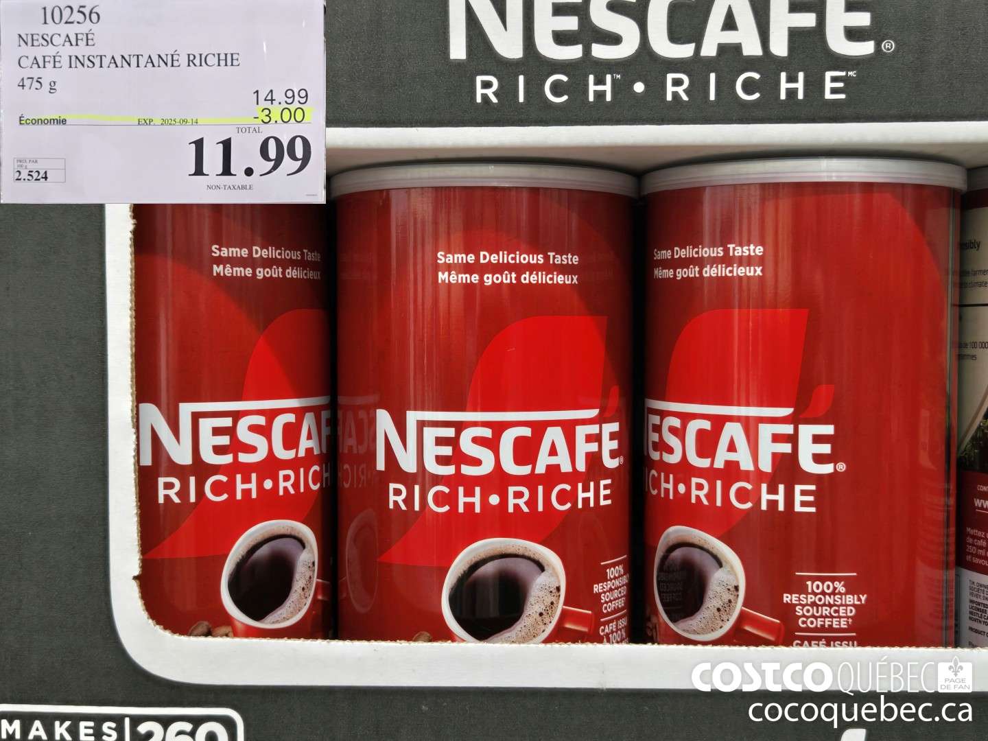 10256 NESCAFE CAFE INSTANTANE RICHE 475 g  ($3.00 INSTANT SAVINGS EXPIRES ON 2025-09-14) $11.99