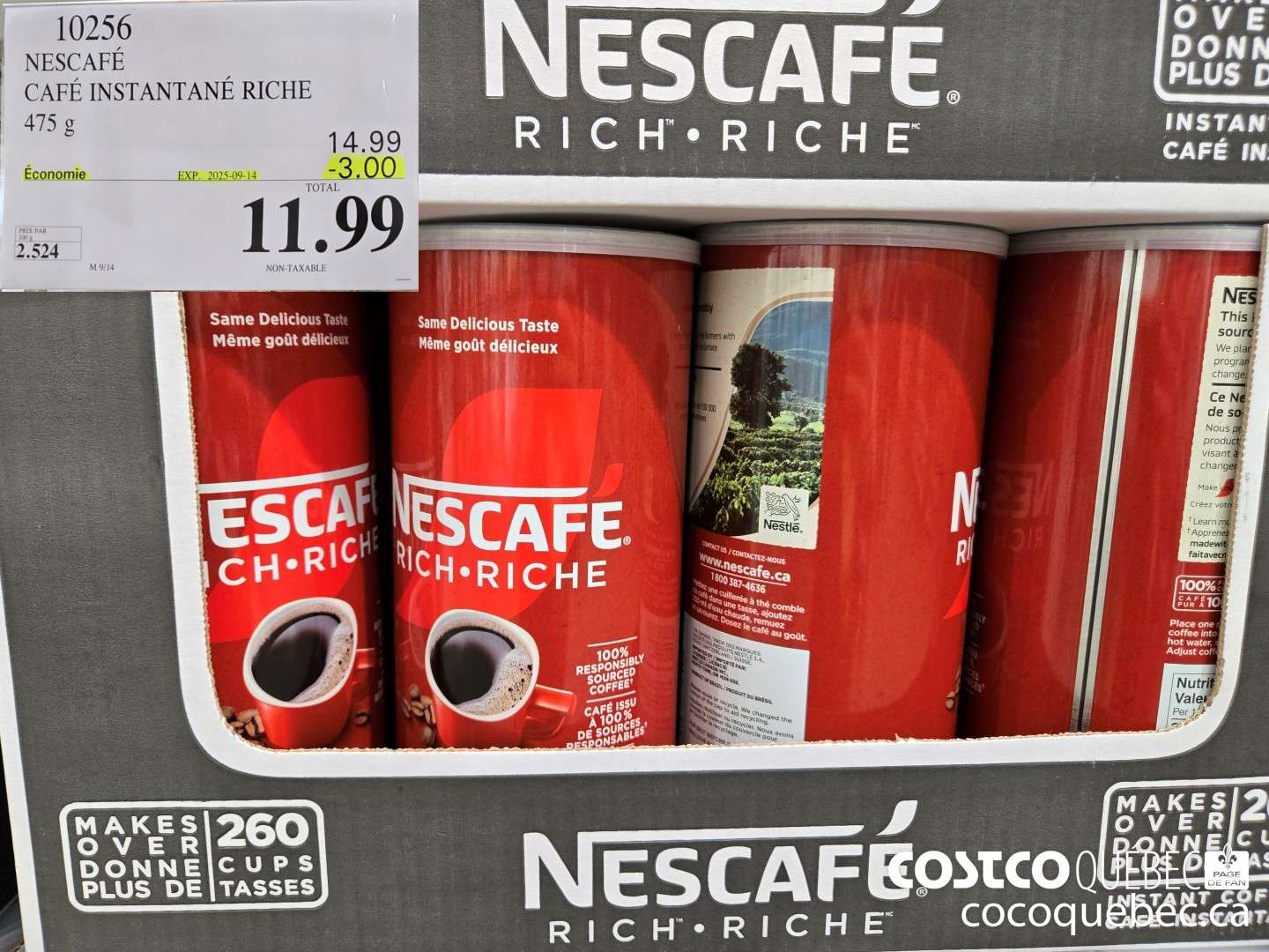 10256 NESCAFE CAFE INSTANTANE RICHE 475 g  ($3.00 INSTANT SAVINGS EXPIRES ON 2025-09-14) $11.99