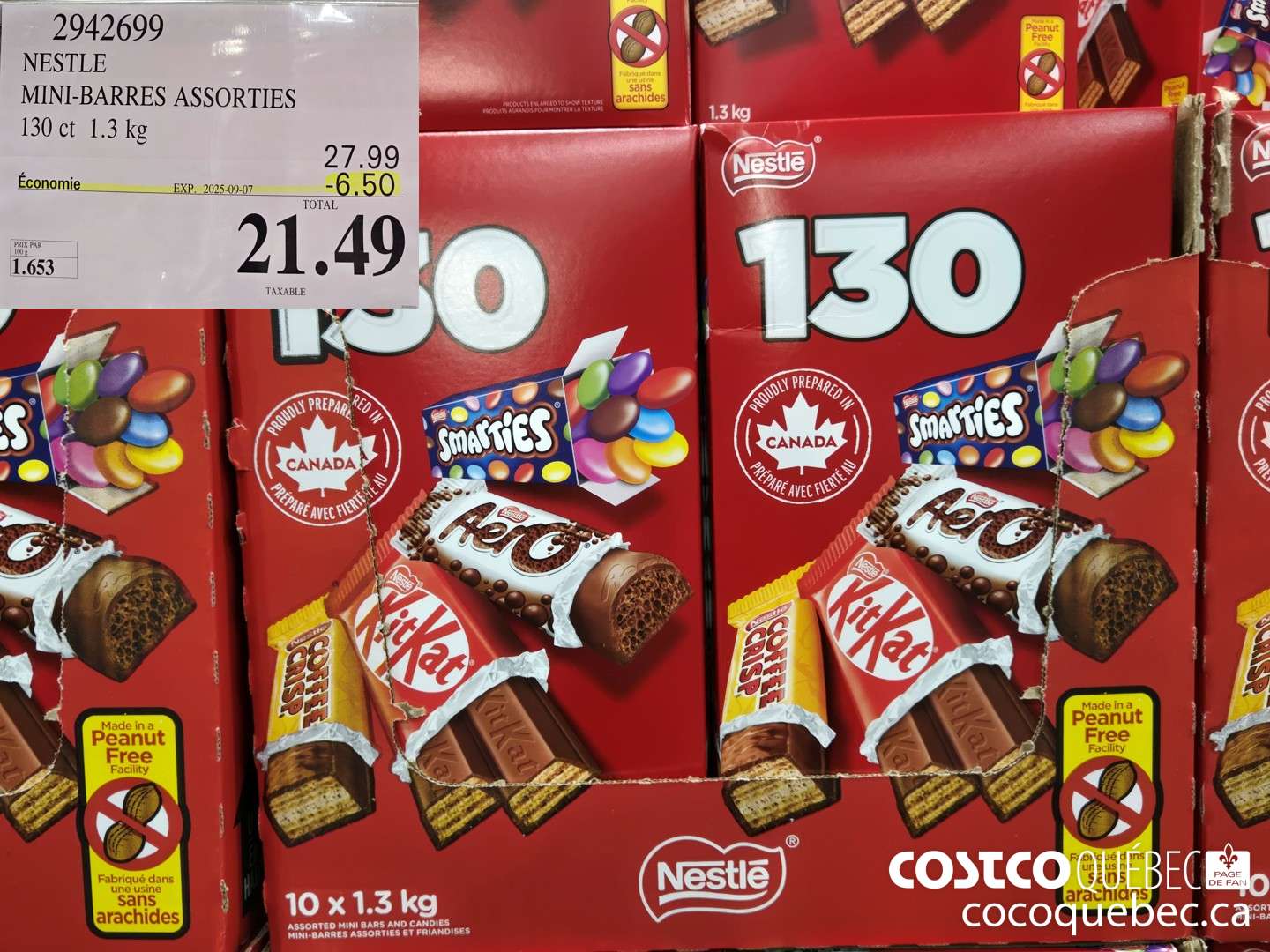 2942699 NESTLE MINI-BARRES ASSORTIES 130 ct  ($6.50 INSTANT SAVINGS EXPIRES ON 2025-09-07) $21.49