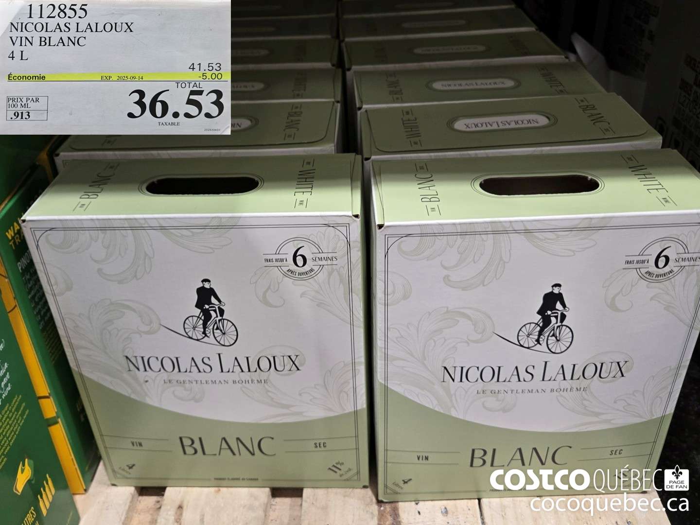 112855 NICOLAS LALOUX VIN BLANC 4L ($5.00 INSTANT SAVINGS EXPIRES ON 2025-09-14) $36.53