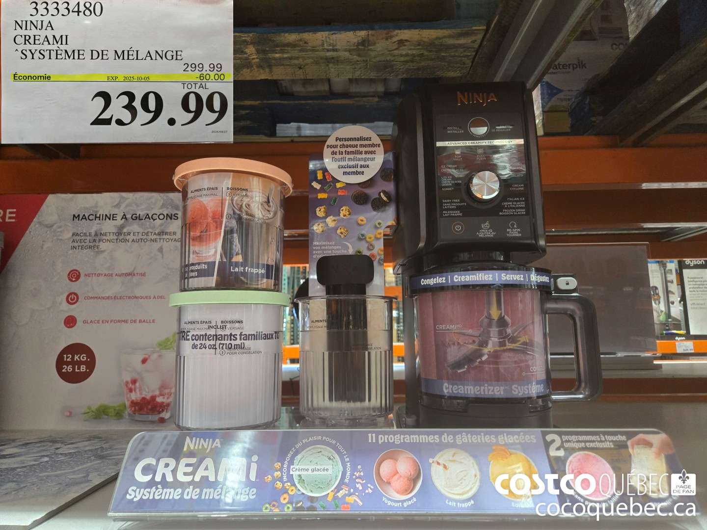 3333480 NINJA CREAMI “SYSTEME DE MELANGE  ($60.00 INSTANT SAVINGS EXPIRES ON 2025-10-05) $239.99