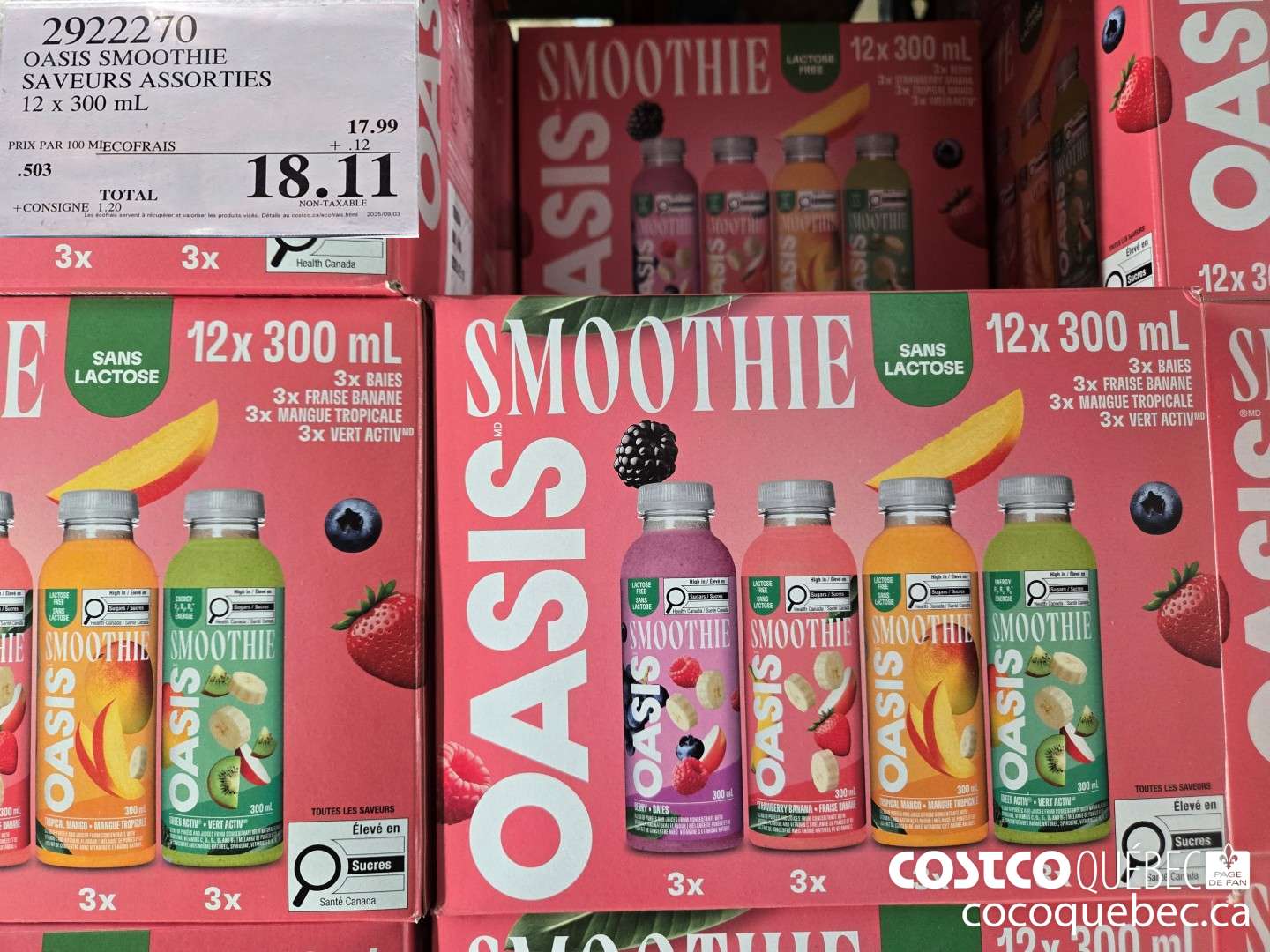 2922270 OASIS SMOOTHIE SAVEURS ASSORTIES 12 x 300 mL  $18.11