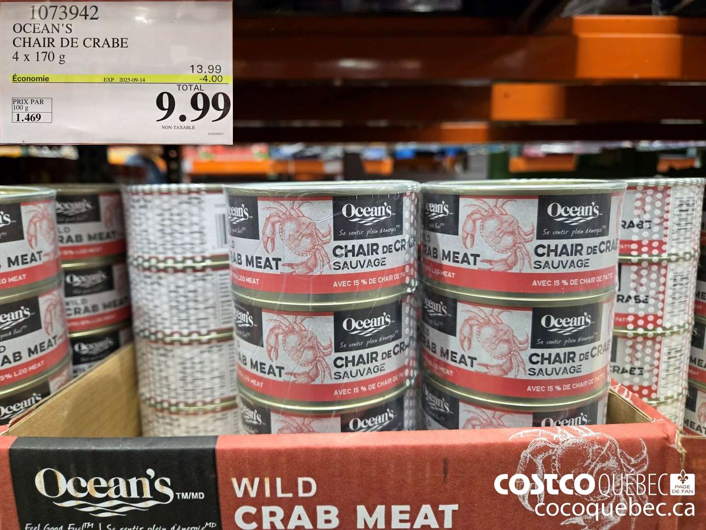 1073942 OCEAN'S CHAIR DE CRABE 4x 170 G  ($4.00 INSTANT SAVINGS EXPIRES ON 2025-09-14) $9.99