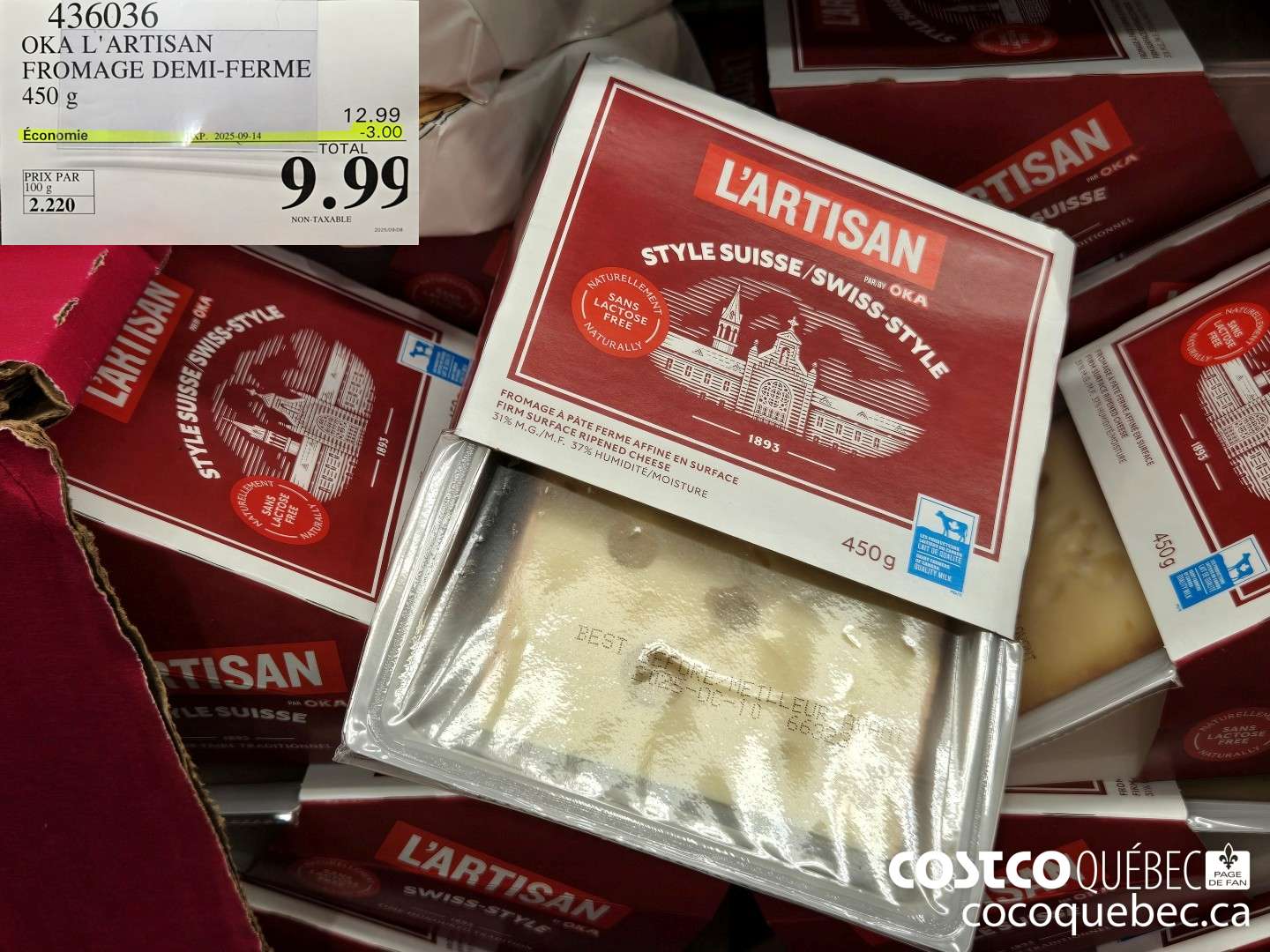 436036 OKA L'ARTISAN FROMAGE DEMI- FERME 450 g  ($3.00 INSTANT SAVINGS EXPIRES ON 2025-09-14) $9.99