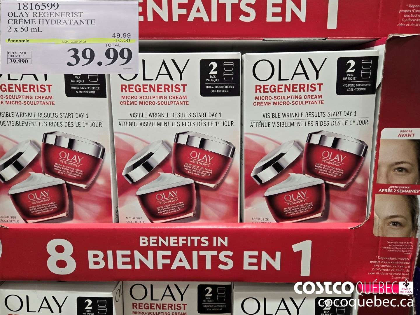 18160599 OLAY REGENERIST CREME HYDRATANTE  ($10.00 INSTANT SAVINGS EXPIRES ON 2025-09-28) $39.99