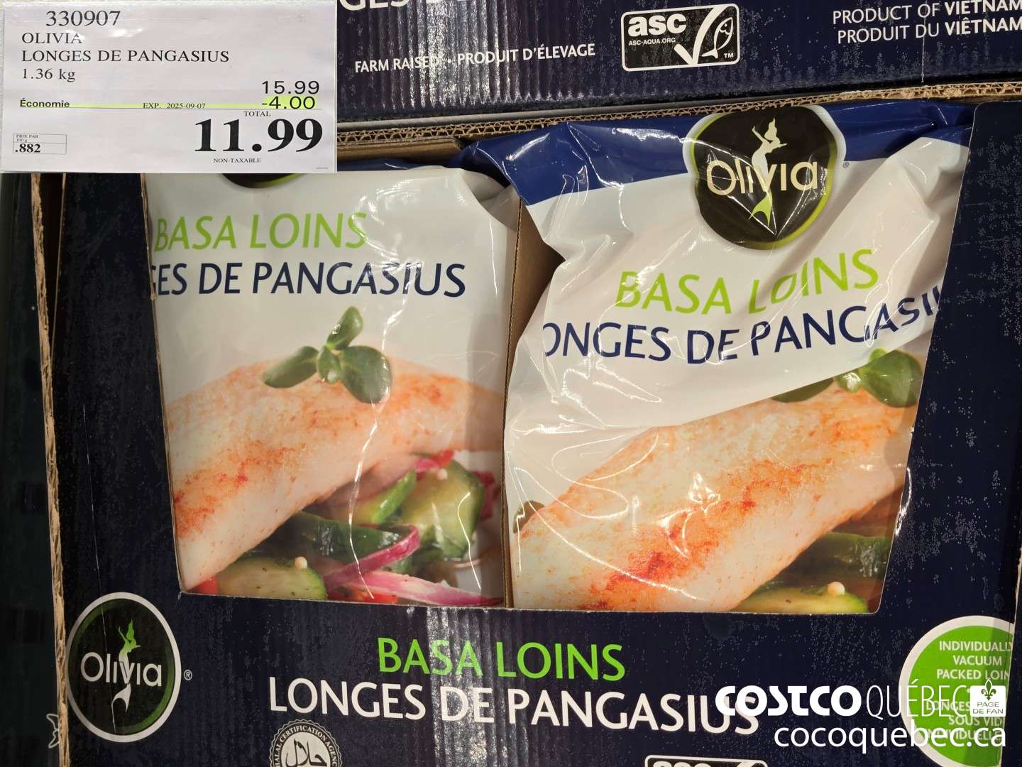 330907 OLIVIA LONGES DE PANGASIUS 1.36 kg ($4.00 INSTANT SAVINGS EXPIRES ON 2025-09-07) $11.99