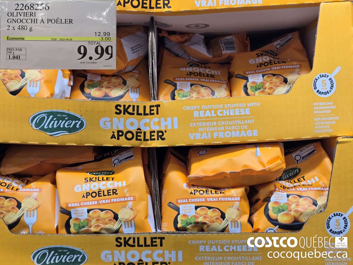 2268256 OLIVIERI GNOCCHI A POELER 2 x 480 g  ($3.00 INSTANT SAVINGS EXPIRES ON 2025-09-28) $9.99
