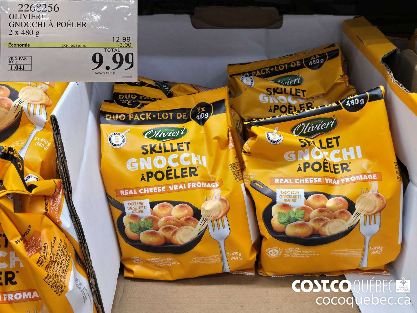 2268256 OLIVIERI GNOCCHI A POELER 2 x 480 g  ($3.00 INSTANT SAVINGS EXPIRES ON 2025-09-28) $9.99