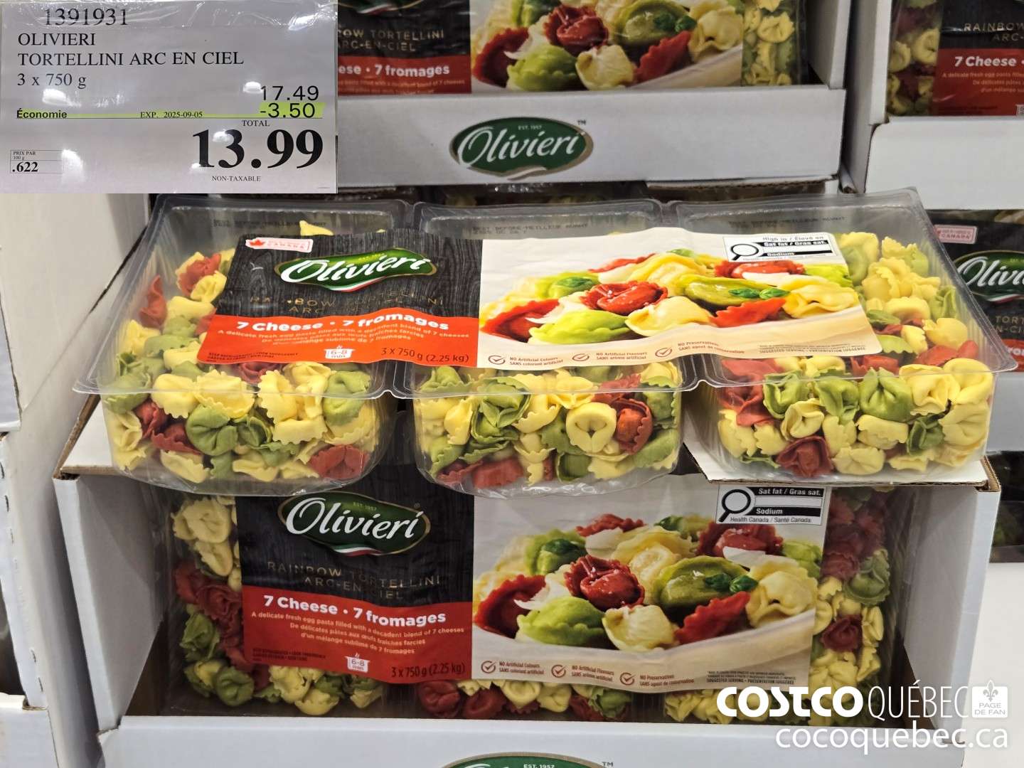 1391931 OLIVIERI TORTELLINI ARC EN CIEL 3x 750g  (EXPIRES ON 2025-09-05) $13.99