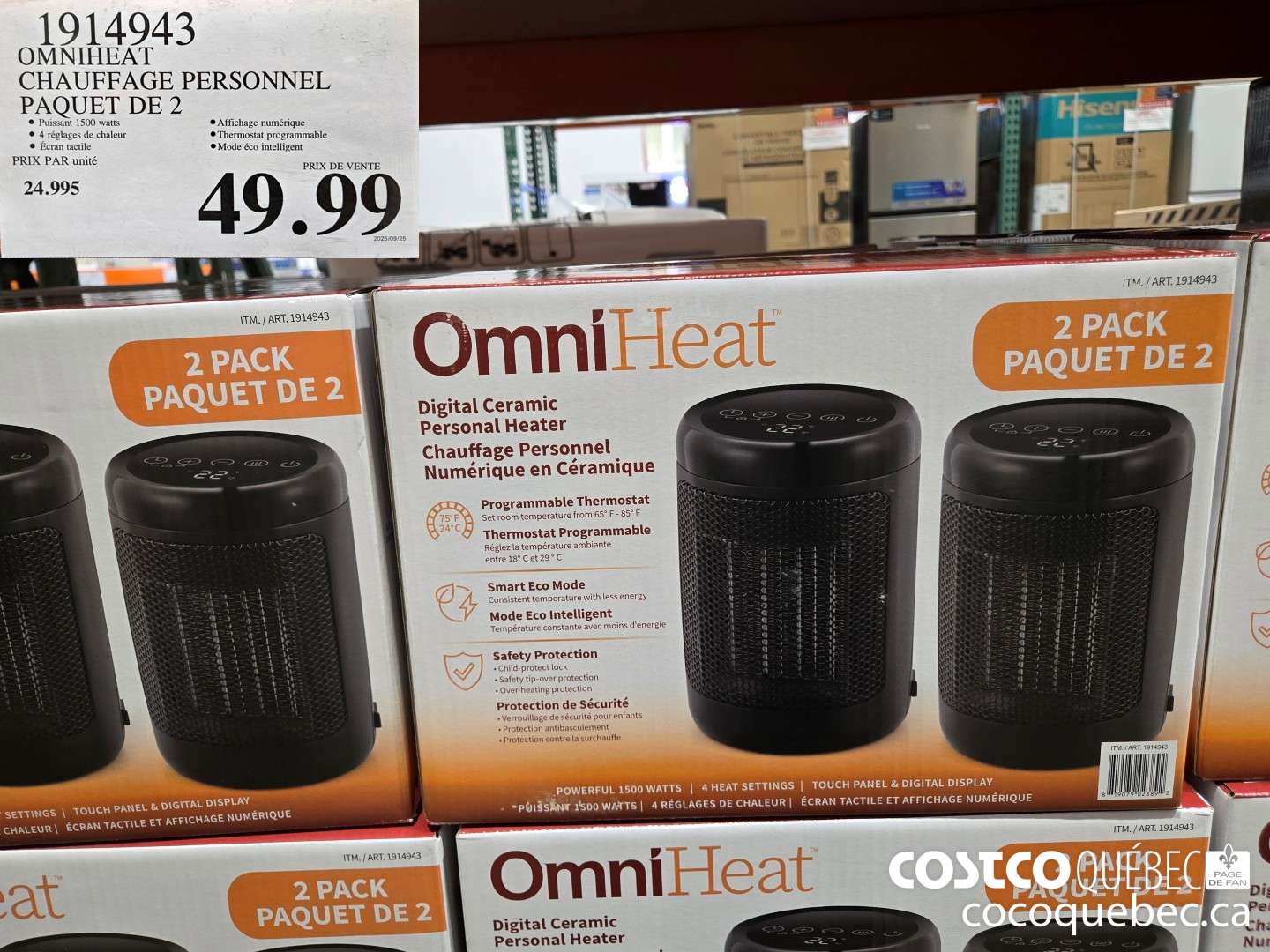 1914943 OMNIHEAT CHAUFFAGE PERSONNEL PAQUET DE 2  $49.99