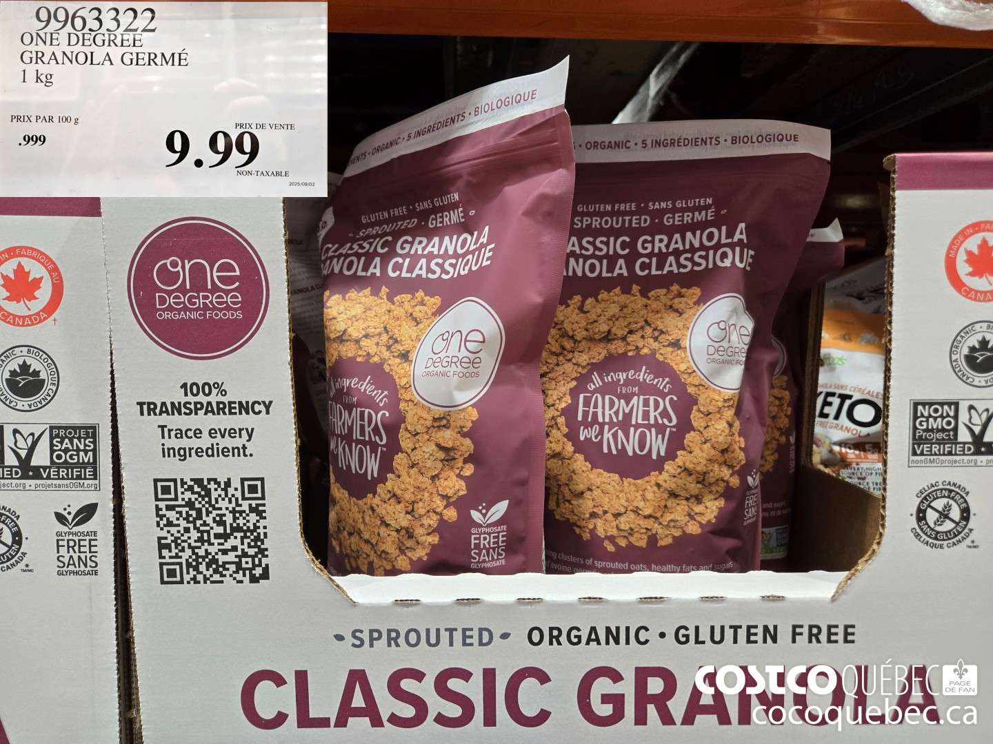 9963322 ONE DEGREE GRANOLA GERME  $9.99
