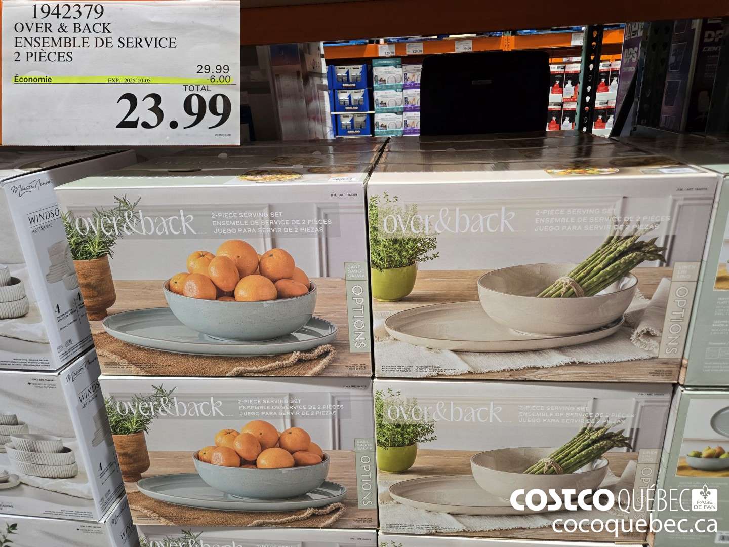 1942379 OVER & BACK ENSEMBLE DE SERVICE 2 PIECES  ($6.00 INSTANT SAVINGS EXPIRES ON 2025-10-05) $29.99