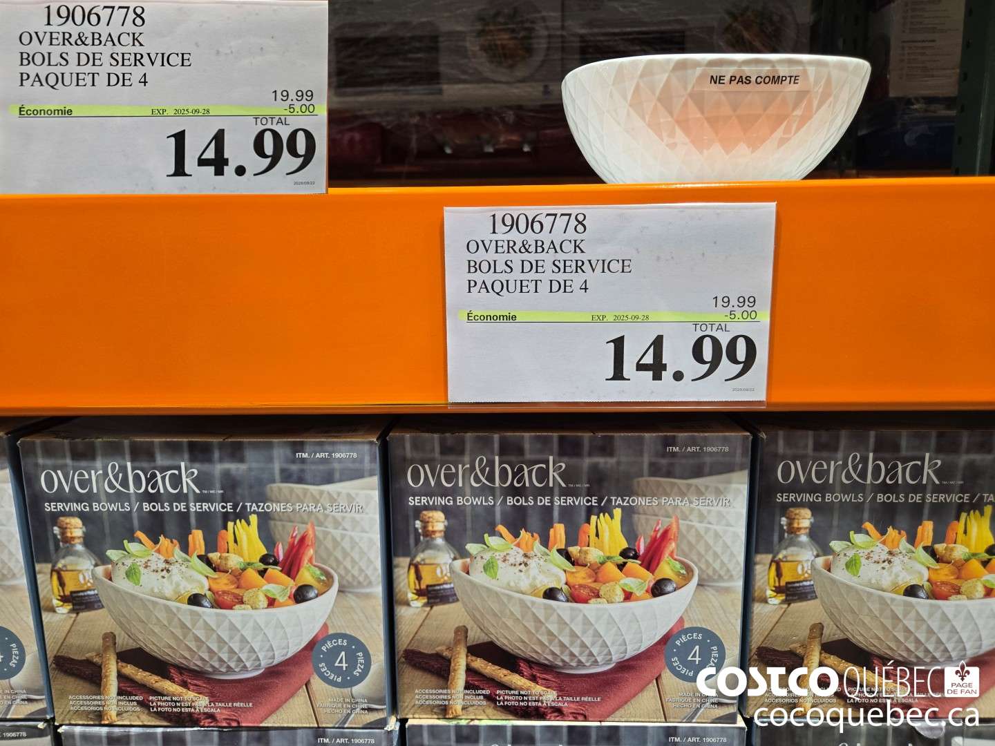 1906778 OVER & BACK BOLS DE SERVICE PAQUET DE 4  $19.99