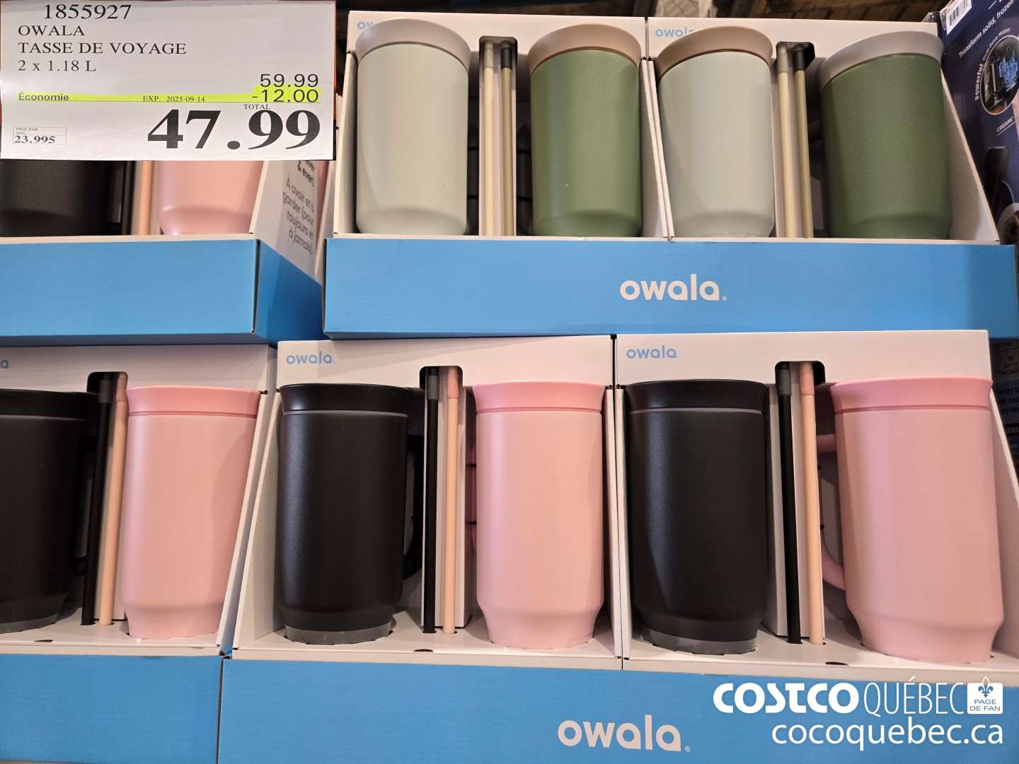 1855927 OWALA TASSE DE VOYAGE ENSEMRLE DE 2, 400Z  ($12.00 INSTANT SAVINGS EXPIRES ON 2025-09-14) $59.99