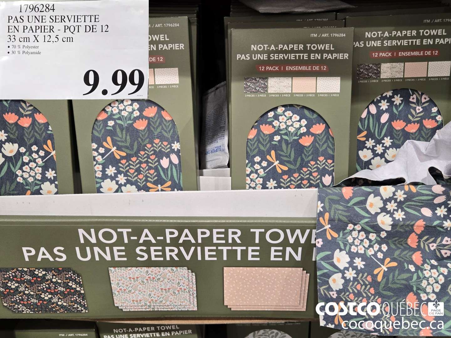 1796284 PAS UNE SERVIETTE EN PAPIER - PQT DE 12  $9.99
