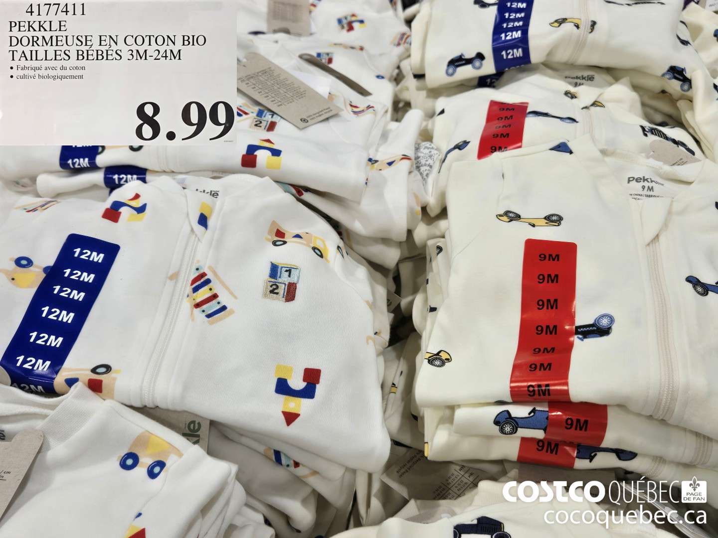 4177411 PEKKLE DORMEUSE EN COTON BIO FILLE TAILLE 3-24 MOIS  $8.99