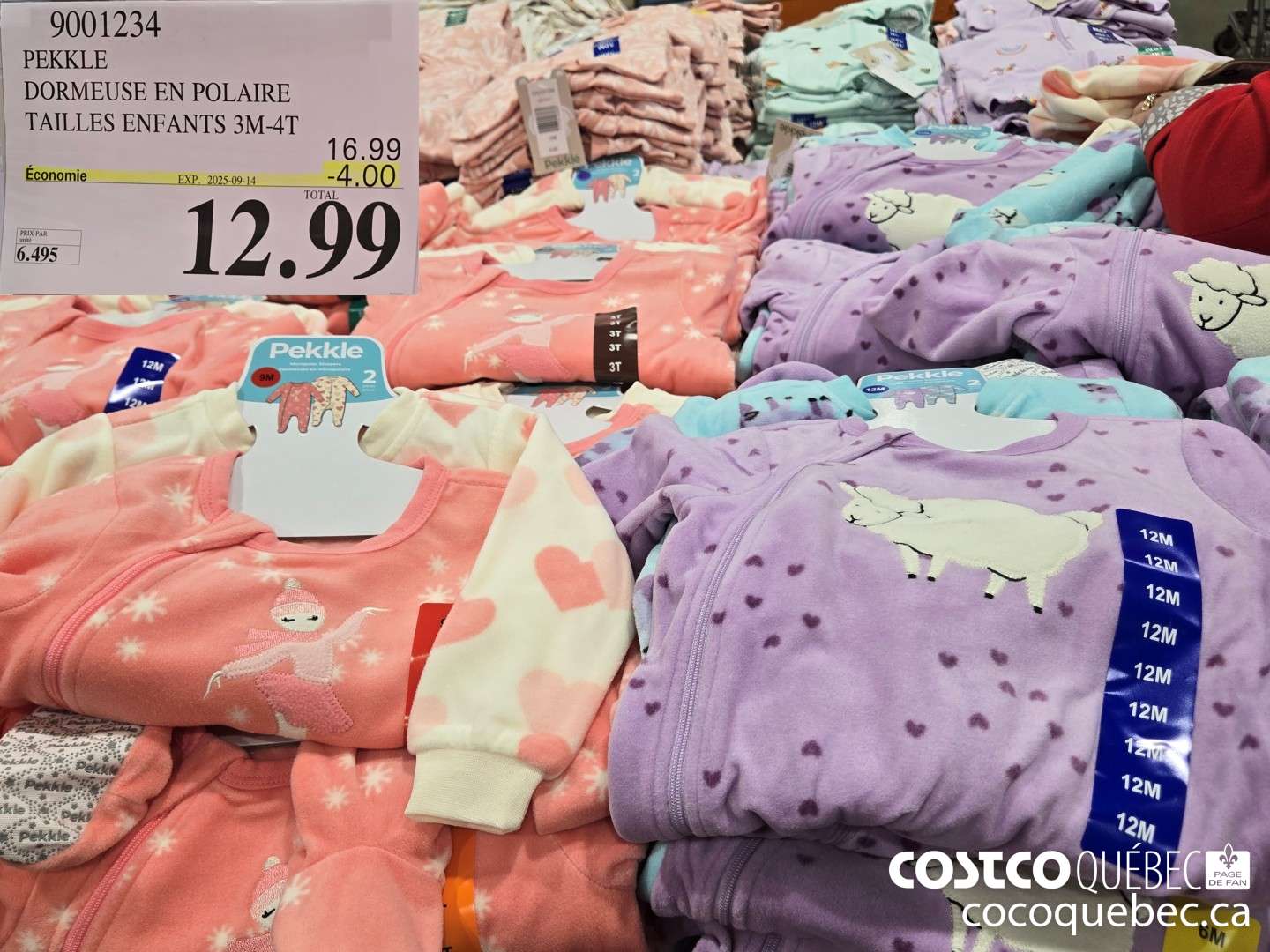 9001234 PEKKLE DORMEUSE EN POLAIRE TAILLES ENFANTS 3M-4T  ($4.00 INSTANT SAVINGS EXPIRES ON 2025-09-14) $12.99