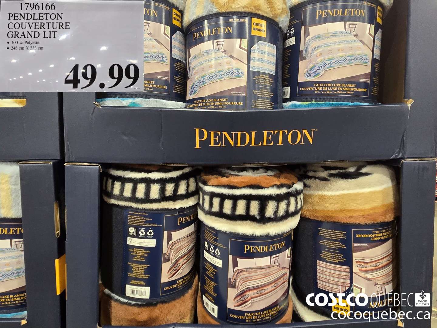 1796166 PENDLETON COUVERTURE GRAND LIT 100 % Polyester @ 248 cm X 233 cm  $49.99