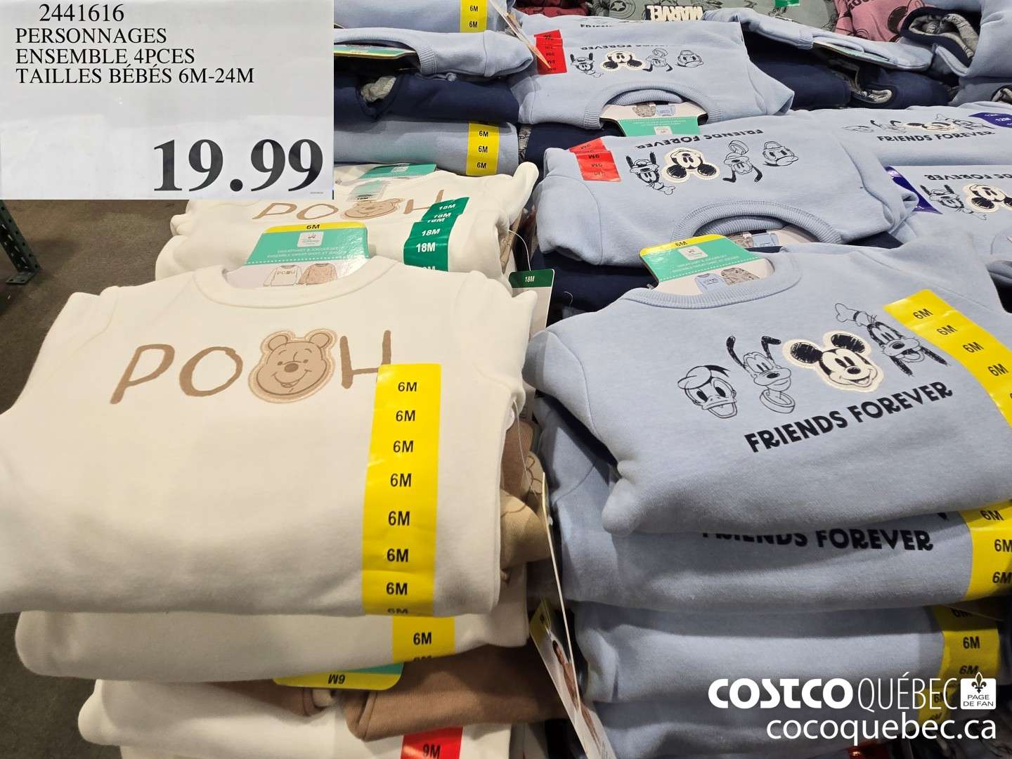 2441616 PERSONNAGES ENSEMBLE 4PCES TAILLES BEBES 6M-24M  $19.99