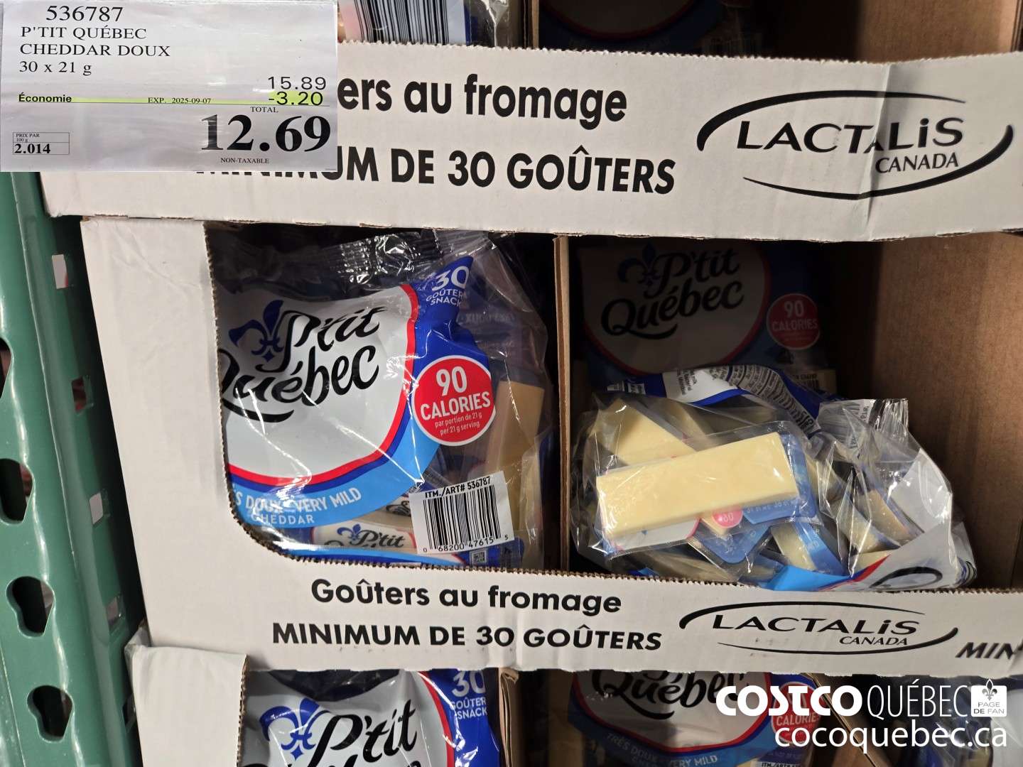 536787 PETIT QUEBEC CHEDDAR DOUX 30x 21g  ($3.20 INSTANT SAVINGS EXPIRES ON 2025-09-07) $12.69