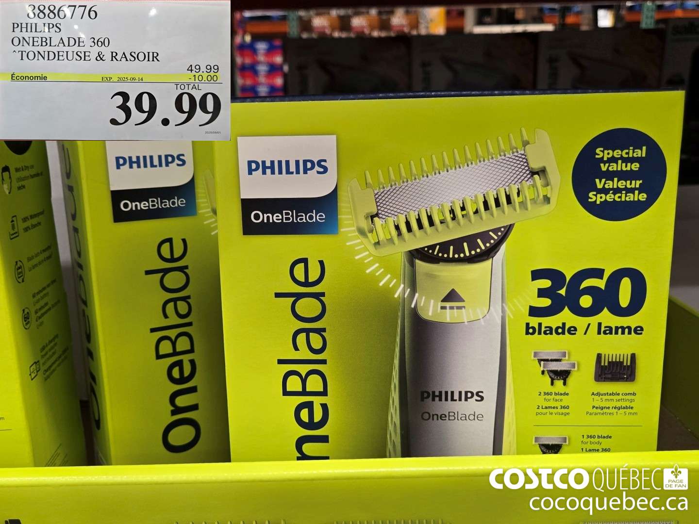 3886776 PHIL!PS ONEBLADE 360 ‘TONDEUSE & RASOIR  ($10.00 INSTANT SAVINGS EXPIRES ON 2025-09-14) $39.99