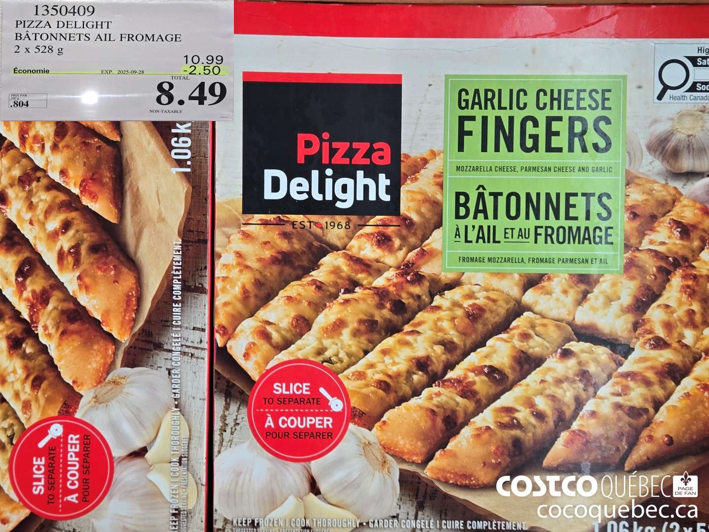 1350409 PIZZA DELIGHT BATONNETS AIL FROMAGE 2 X 528 ($3.00 INSTANT SAVINGS EXPIRES ON 2025-09-28) $8.49