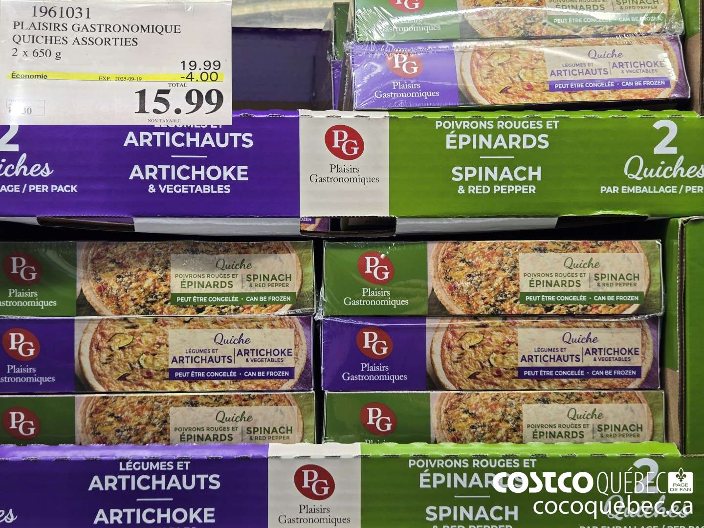 1961031 PLAISIRS GASTRONOMIQUE QUICHES ASSORTIES 2x 650 g  ($4.00 INSTANT SAVINGS EXPIRES ON 2025-09-19) $15.99