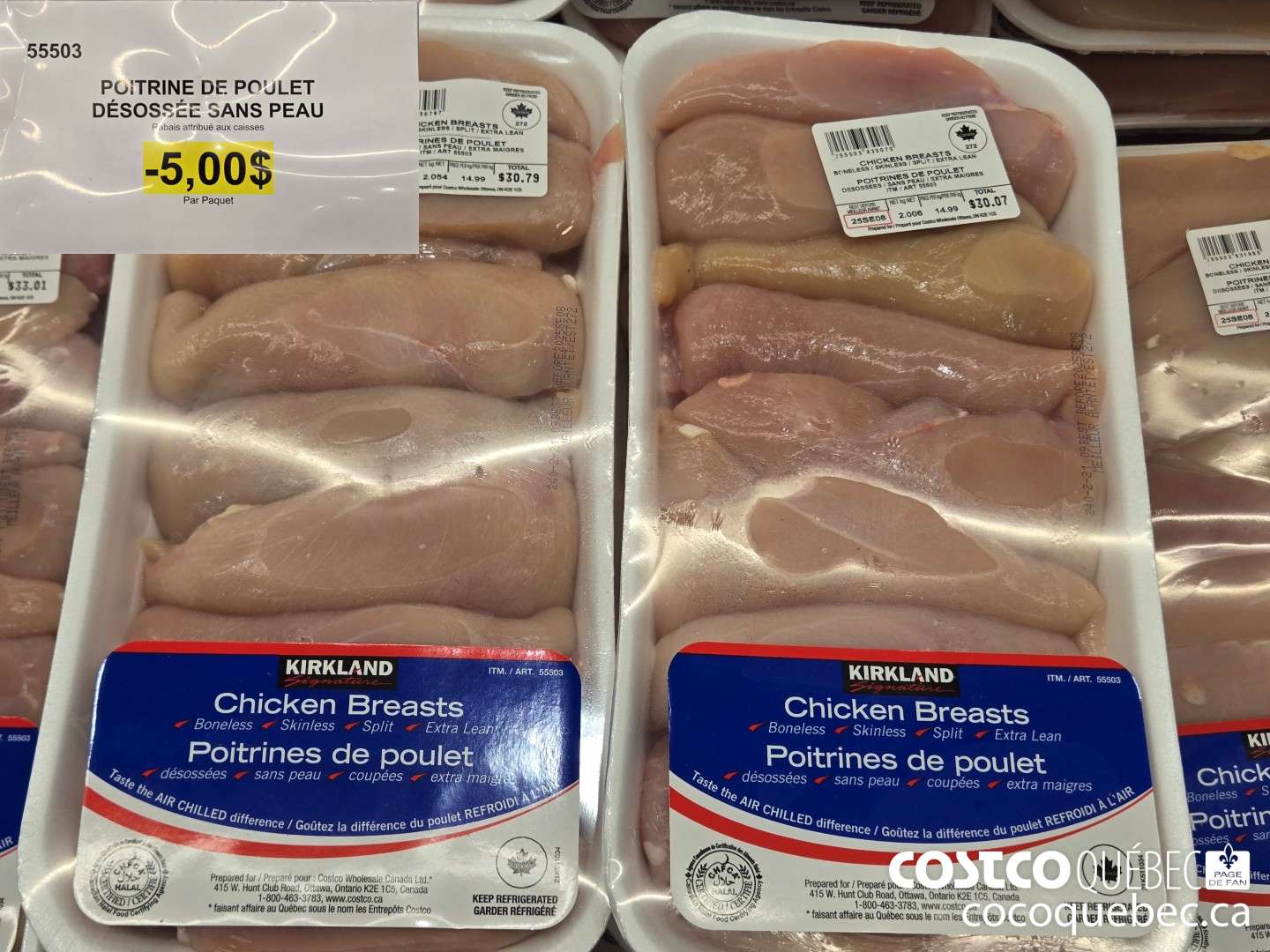 55503 POITRINE DE POULET DESOSSEE SANS PEAU Par Paquet  ($5.00 INSTANT SAVINGS)