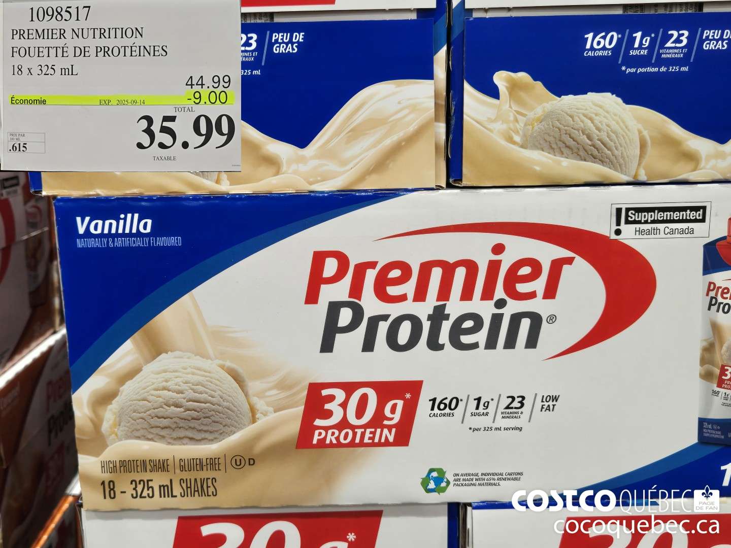 1098517 PREMIER NUTRITION FOUETTE DE PROTEINES 18 x 325 mL ($9.00 INSTANT SAVINGS EXPIRES ON 2025-09-14) $35.99