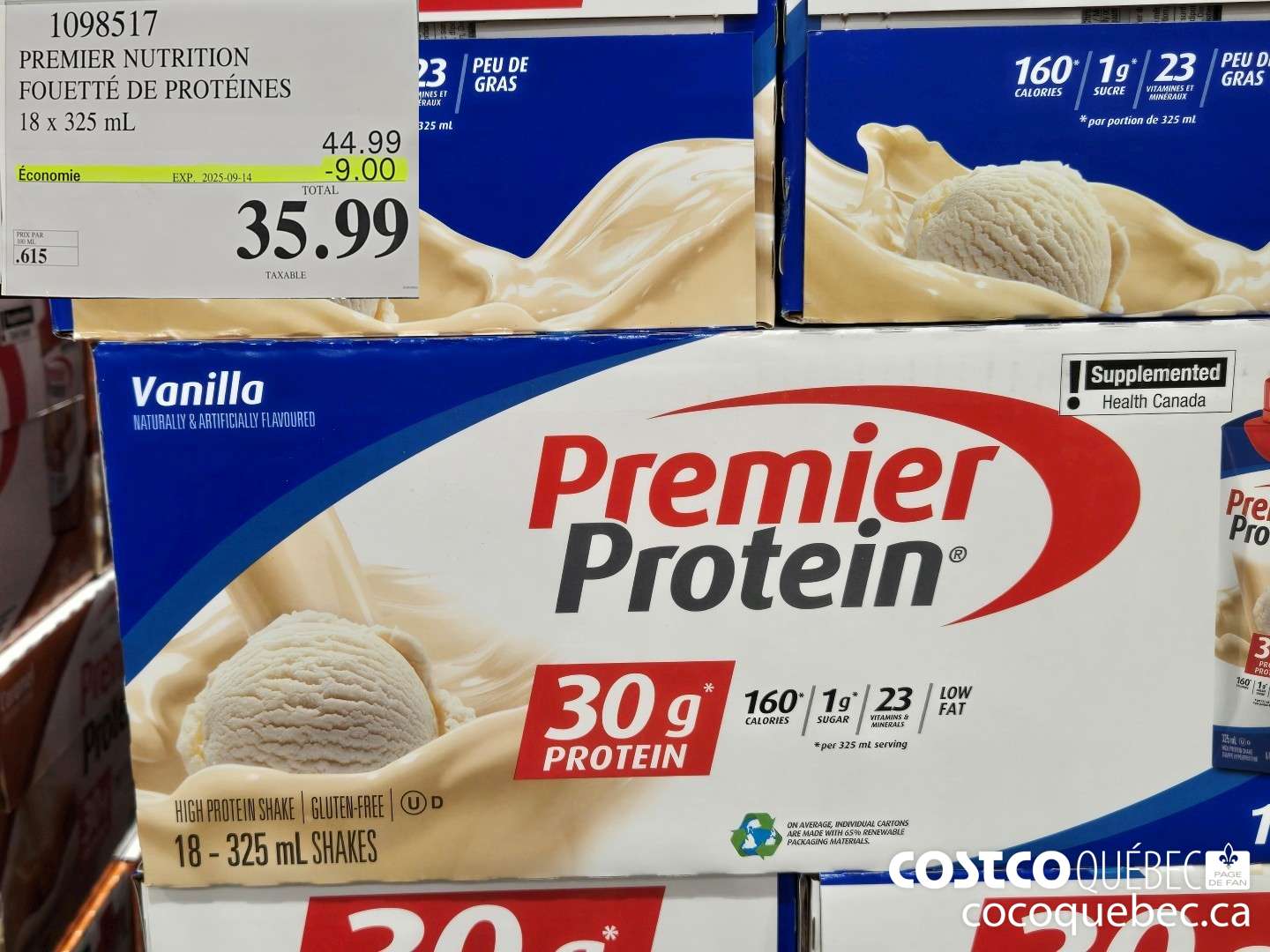 1098517 PREMIER NUTRITION FOUETTE DE PROTEINES 18 x 325 mL ($9.00 INSTANT SAVINGS EXPIRES ON 2025-09-14) $35.99