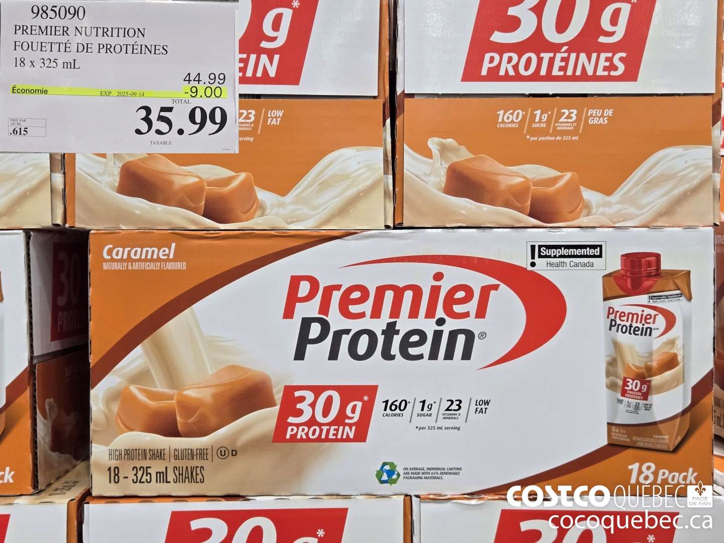 985090 PREMIER NUTRITION FOUETTE DE PROTEINES 18 x 325 mL ($9.00 INSTANT SAVINGS EXPIRES ON 2025-09-14) $35.99