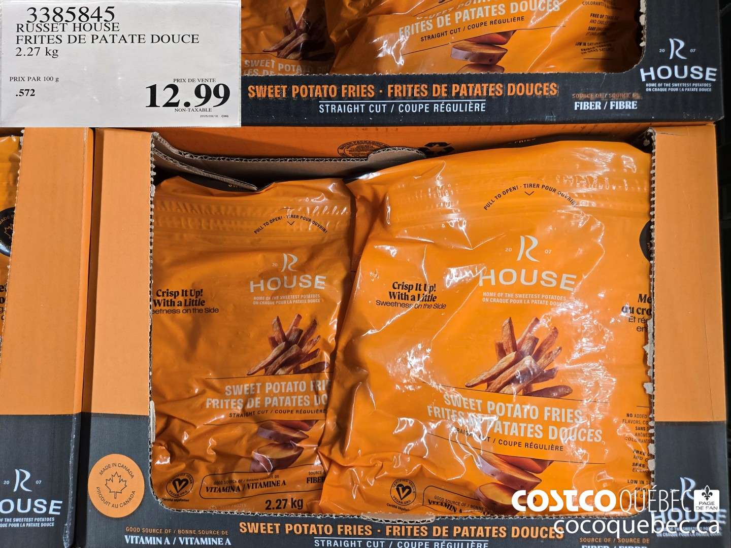 3385845 RUSSET HOUSE FRITES DE PATATE DOUCE 2.27 KG  $12.99