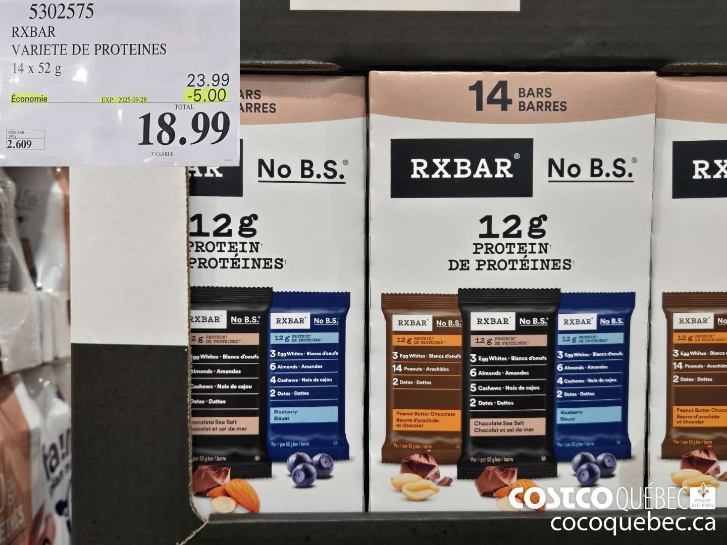 5302575 RXBAR VARIETE DE PROTEINFS ($5.00 INSTANT SAVINGS EXPIRES ON 2025-09-28) $18.99