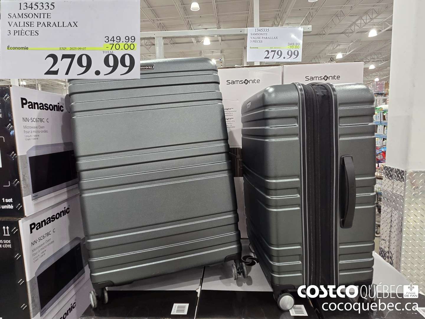 1345335 SAMSONITE VALISE PARALLAX 3 PIECES 70.00 OFF ($70.00 INSTANT SAVINGS EXPIRES ON 2025-09-07) $279.99