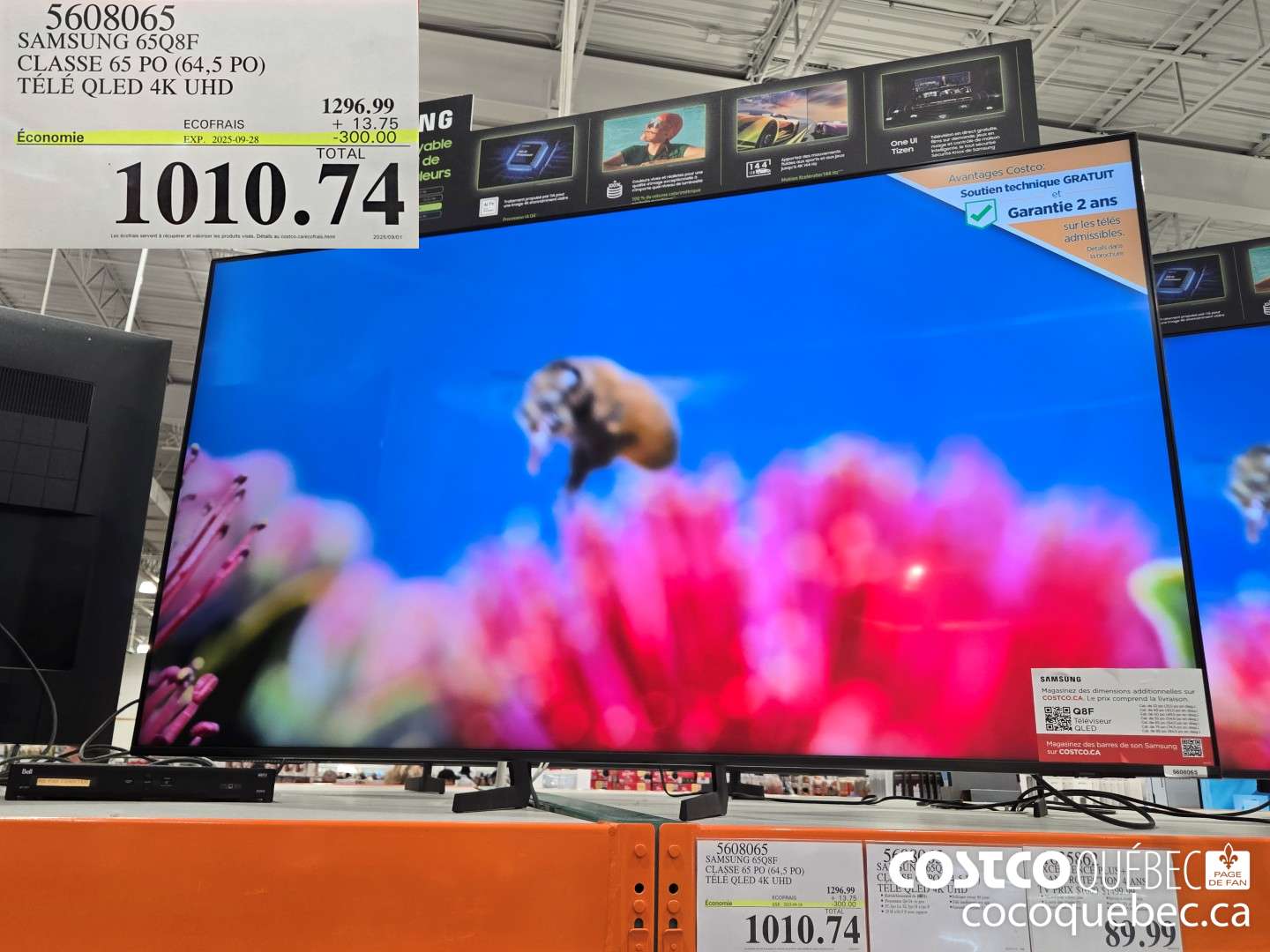 5608065 SAMSUNG 65Q8F CLASSE 65 PO (64,5 PO) TELE QLED 4K UHD  ($300.00 INSTANT SAVINGS EXPIRES ON 2025-09-28) $1010.74