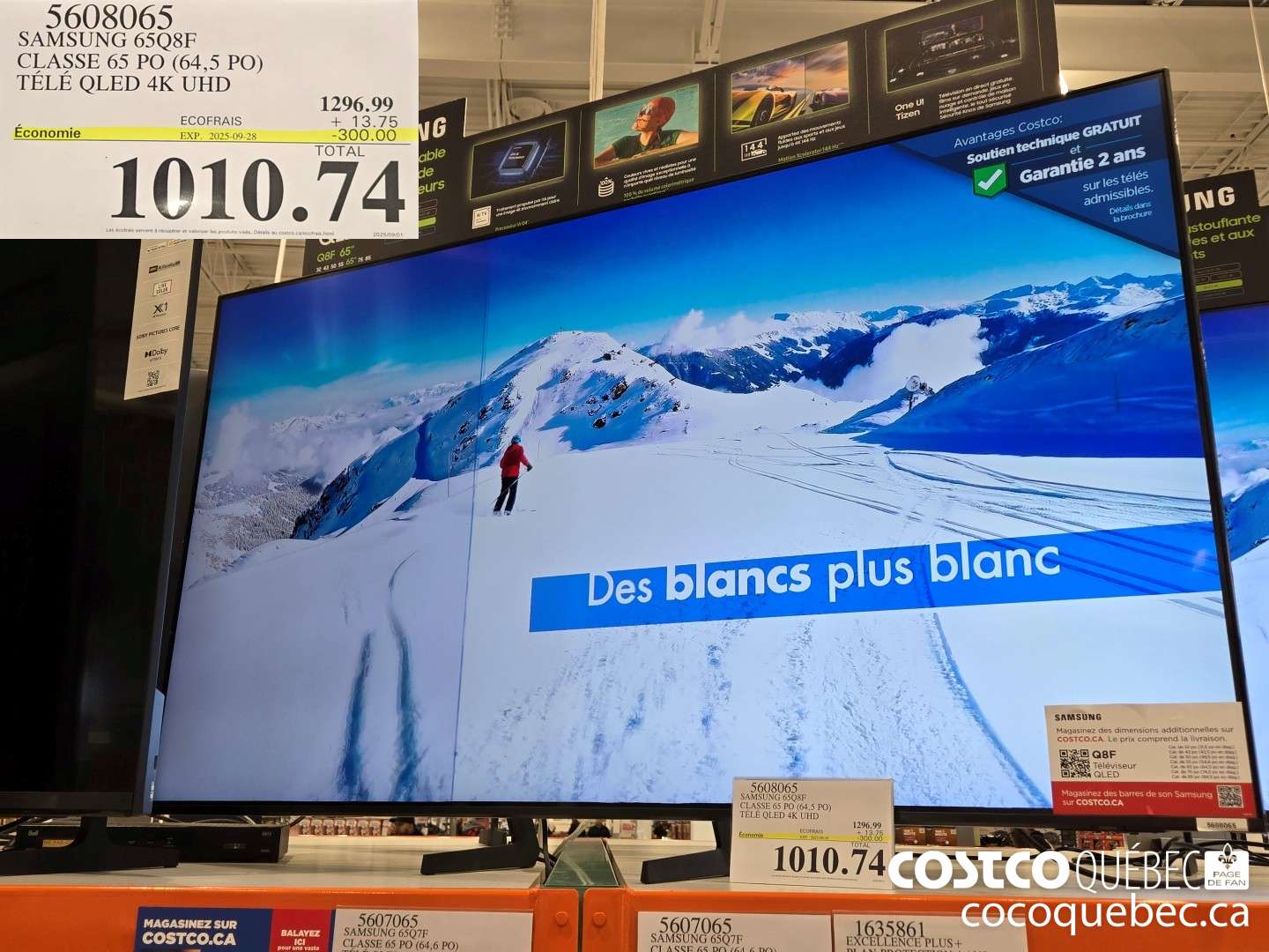 5608065 SAMSUNG 65Q8F CLASSE 65 PO (64,5 PO) TELE QLED 4K UHD  ($300.00 INSTANT SAVINGS EXPIRES ON 2025-09-28) $1010.74