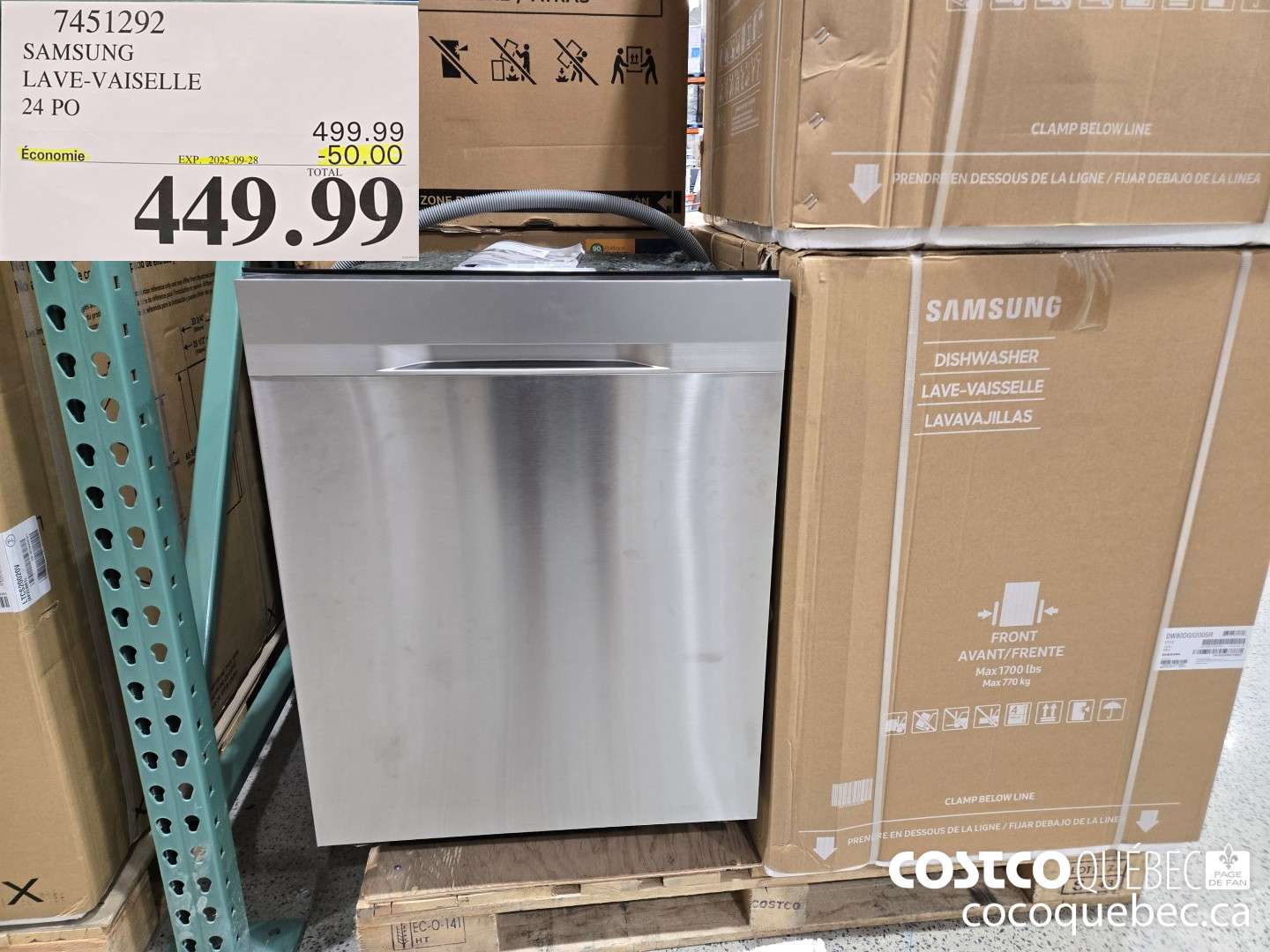 7451292 SAMSUNG LAVE-VAISELLE  ($50.00 INSTANT SAVINGS EXPIRES ON 2025-09-28) $449.99