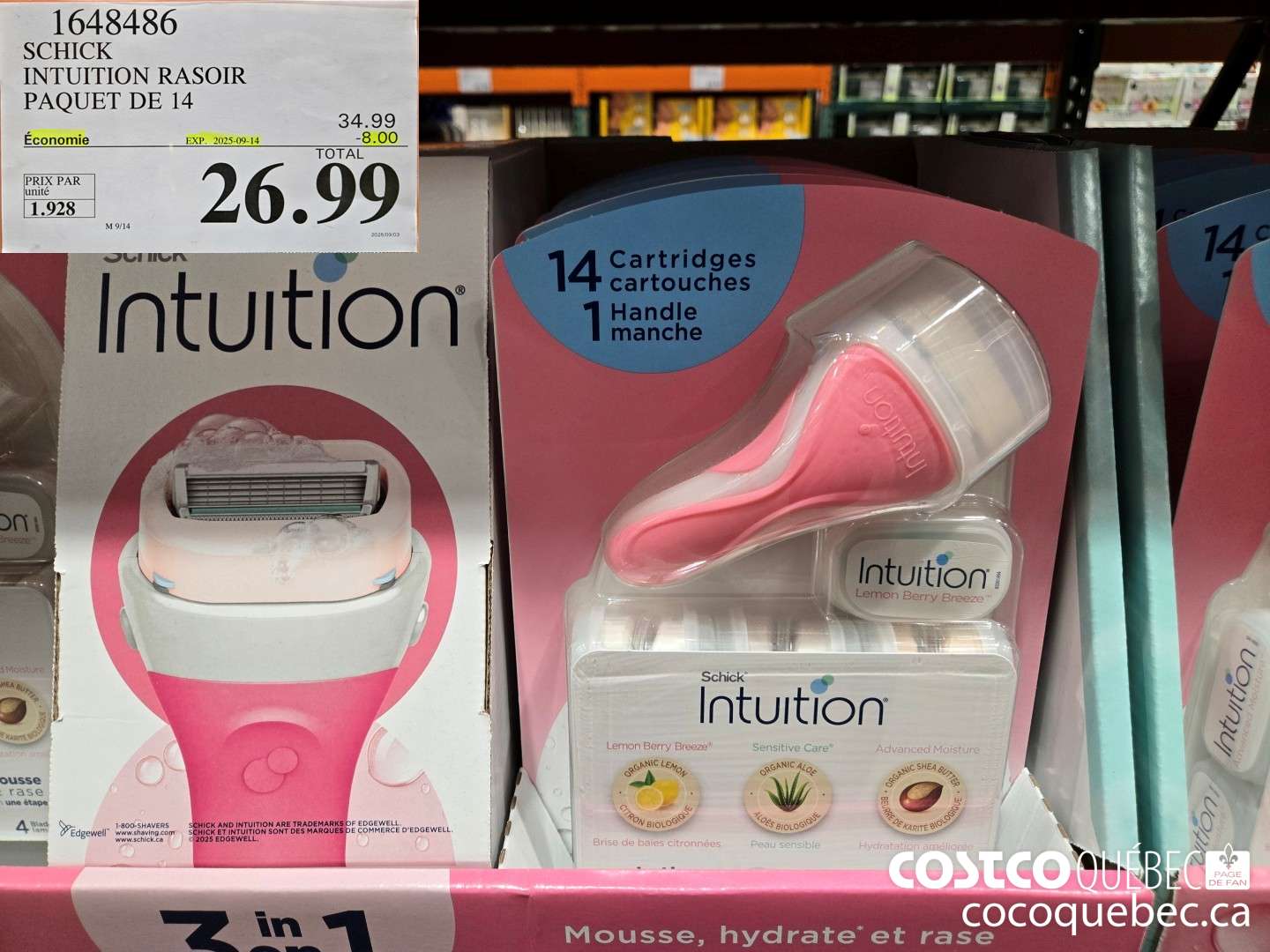 1648486 SCHICK INTUITION 14 CARTOUCHES + RASOIR ($8.00 INSTANT SAVINGS EXPIRES ON 2025-09-14) $26.99