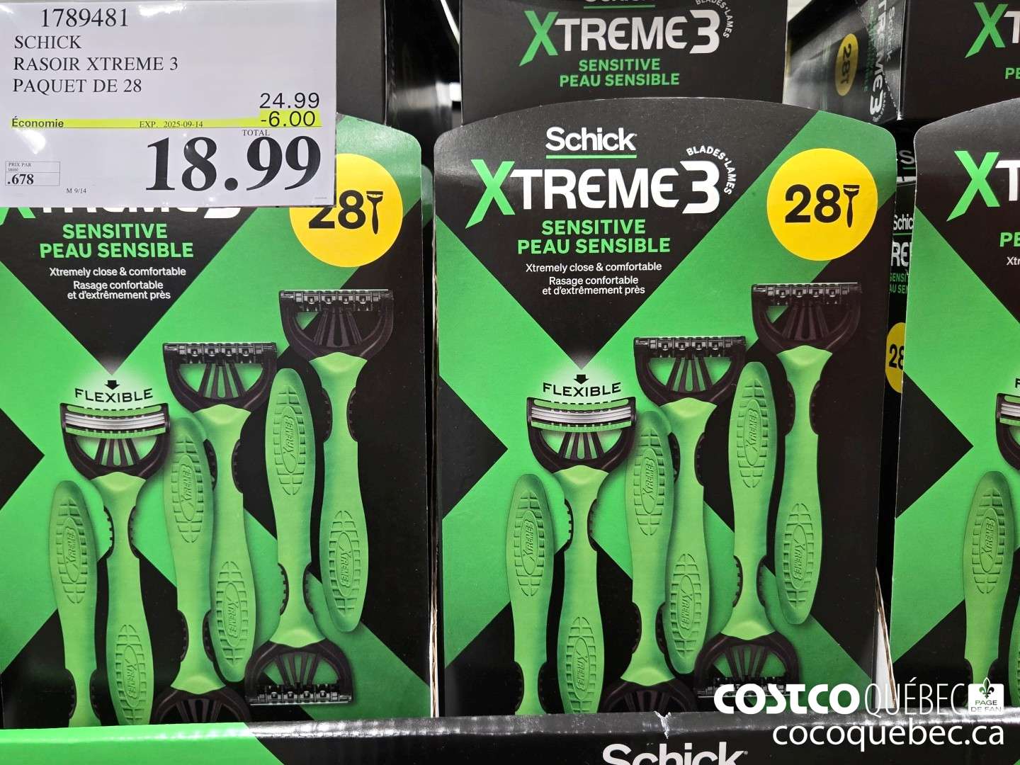 1789481 SCHICK RASOIR XTREME 3 PAQUET DE 28  ($6.00 INSTANT SAVINGS EXPIRES ON 2025-09-14) $18.99