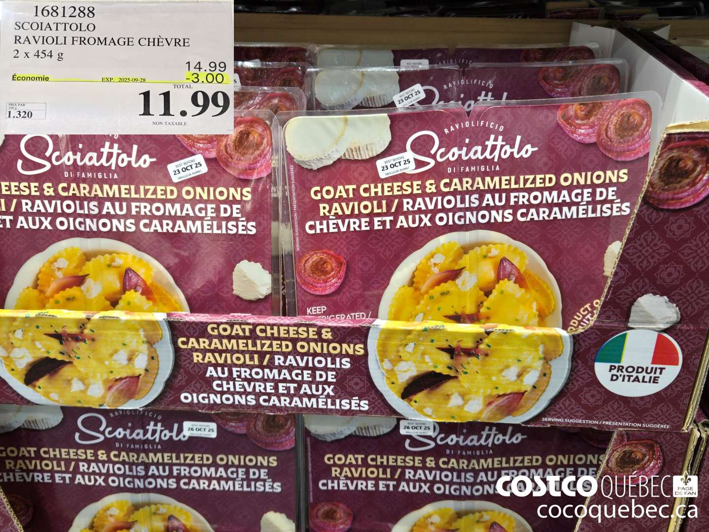 1681288 SCOIATTOLO RAV FROMAGE DE CHéVRE 2x 454 g ($3.00 INSTANT SAVINGS EXPIRES ON 2025-09-28) $11.99