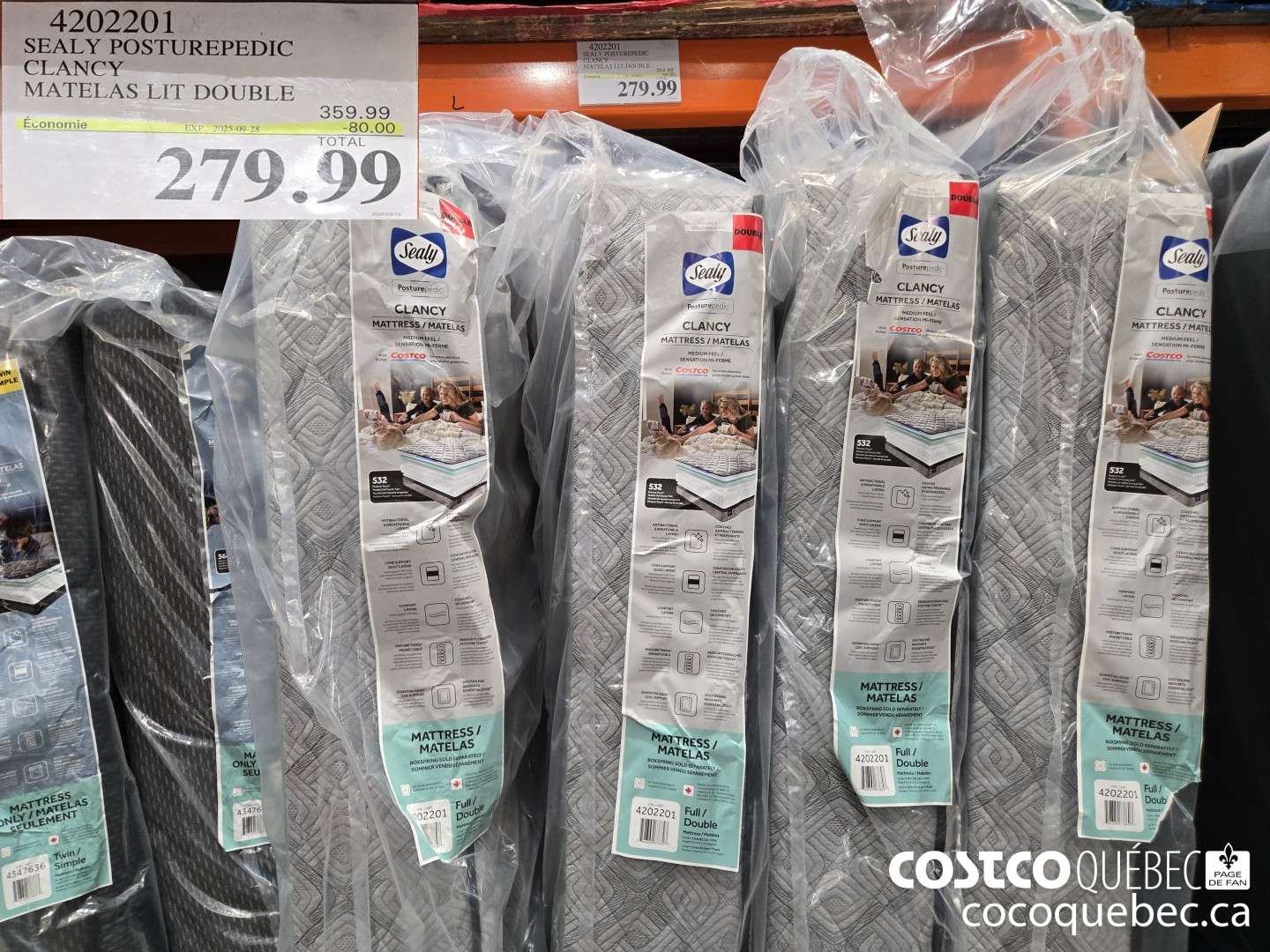 4202201 SEALY POSTUREPEDIC CLANCY MATELAS L2P 53167940  ($80.00 INSTANT SAVINGS EXPIRES ON 2025-09-28) $279.99