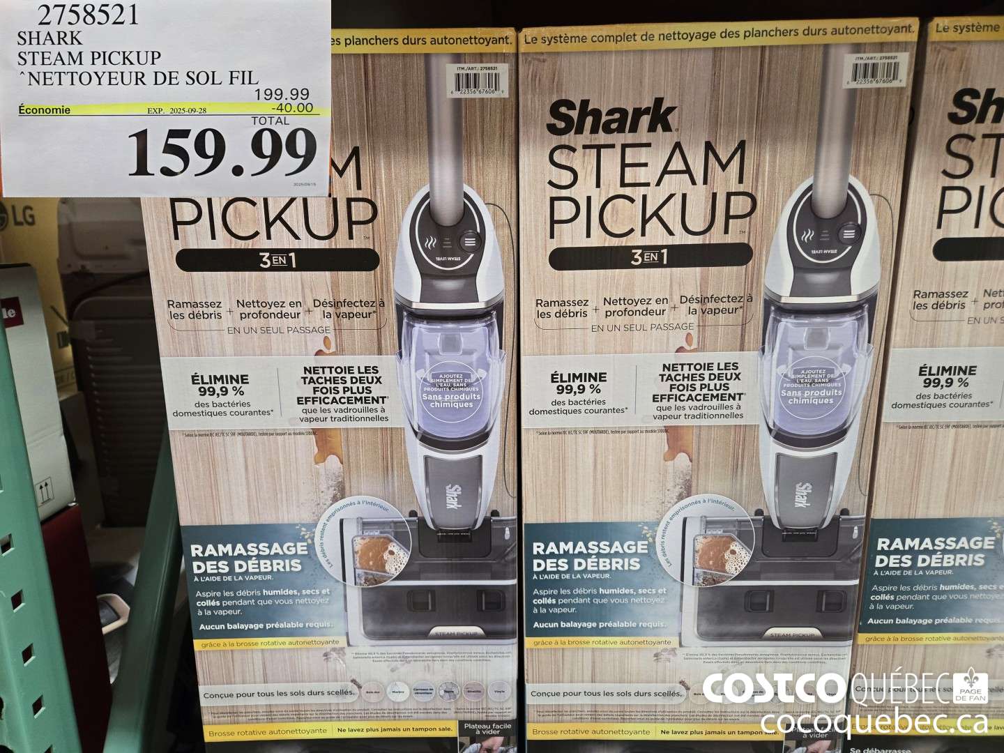 2758521 SHARK STEAM PICKUP ‘NETTOYEUR DE SOL FIL  ($40.00 INSTANT SAVINGS EXPIRES ON 2025-09-28) $159.99